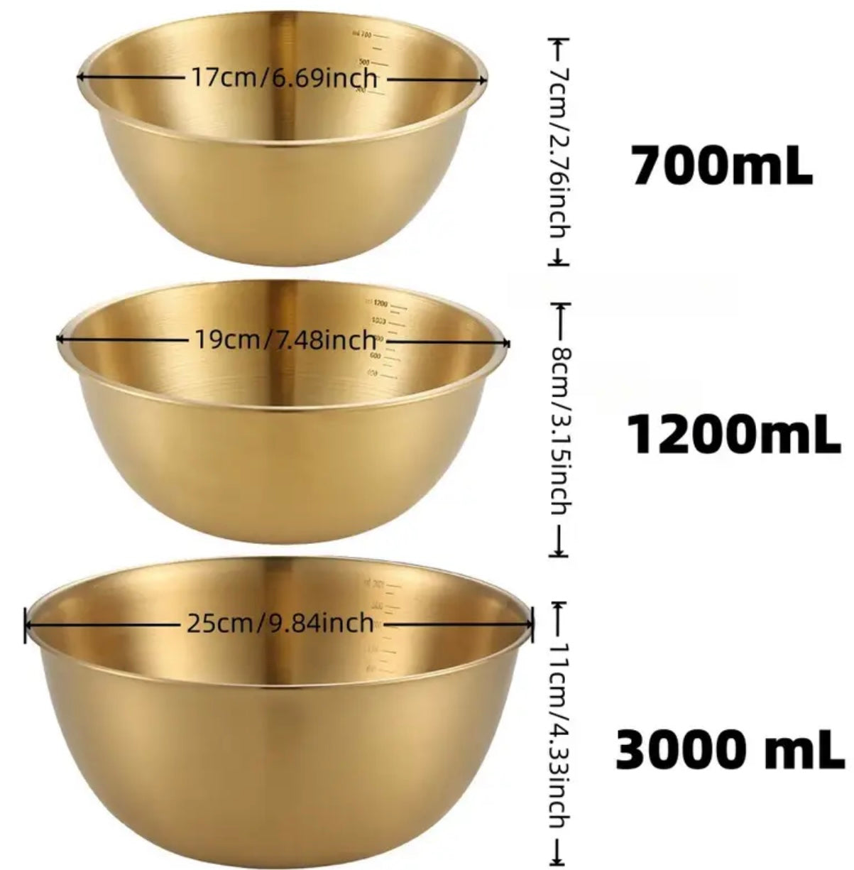 Set of 3 kitchen bowls set
