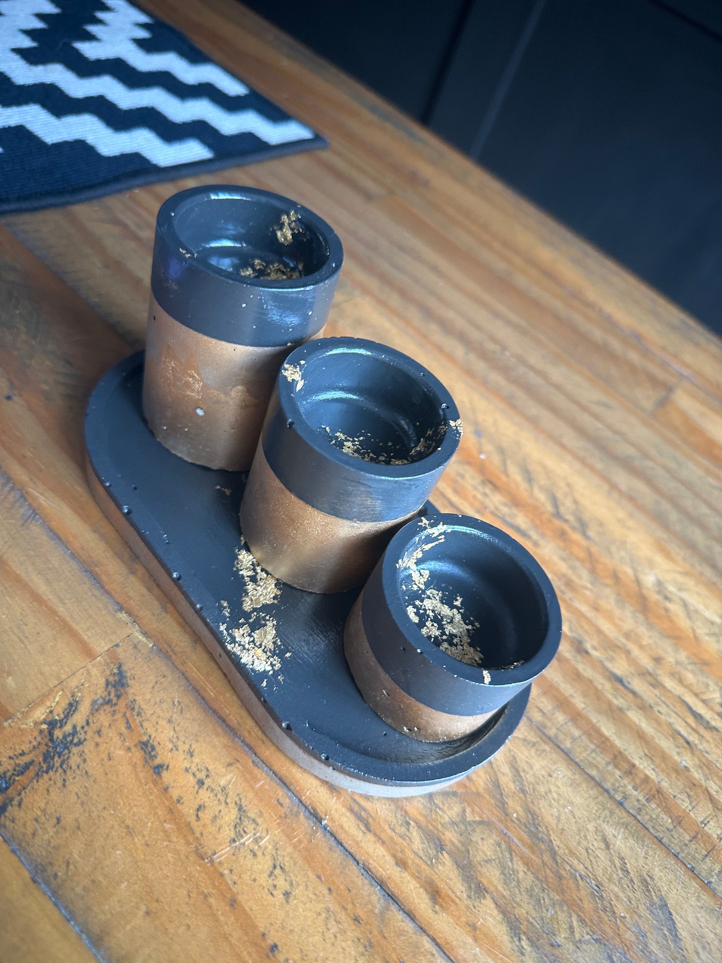 Beautiful 4 piece concrete candle holder table centre piece