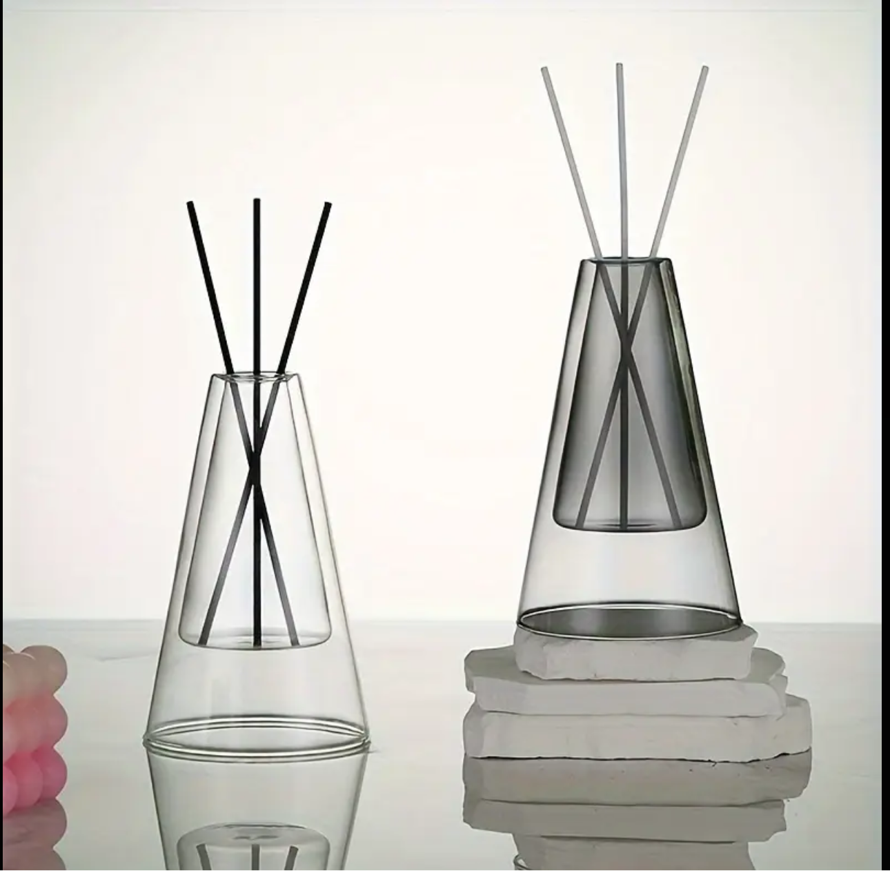 Minimalist Glass Reed Diffuser Bottle – 178ml Clear Cone-Shaped Fragrance Vessel for Home or Office Aromatherapy