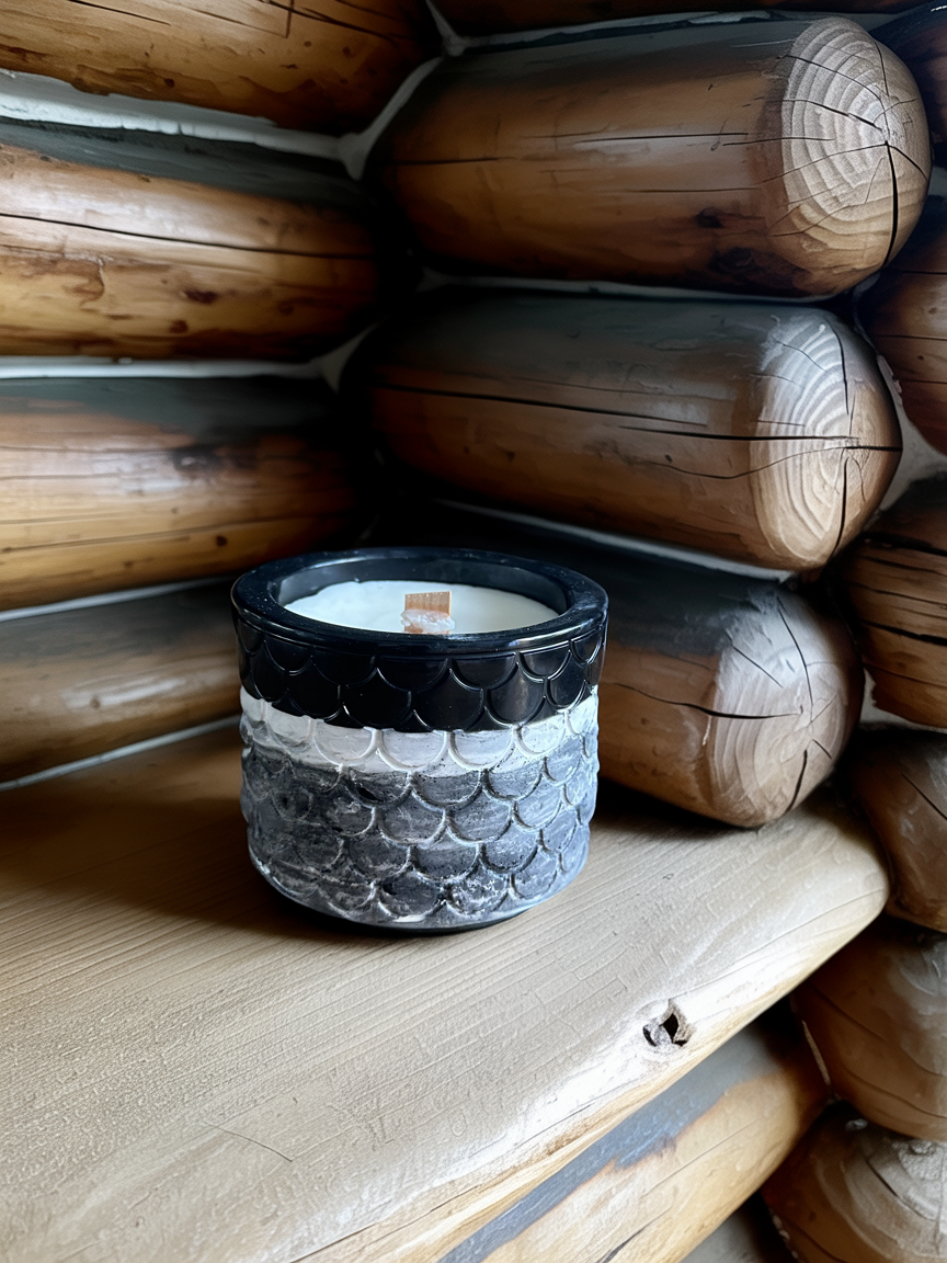 Luxury strong scented candle in resin and cement jar