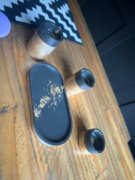 Beautiful 4 piece concrete candle holder table centre piece