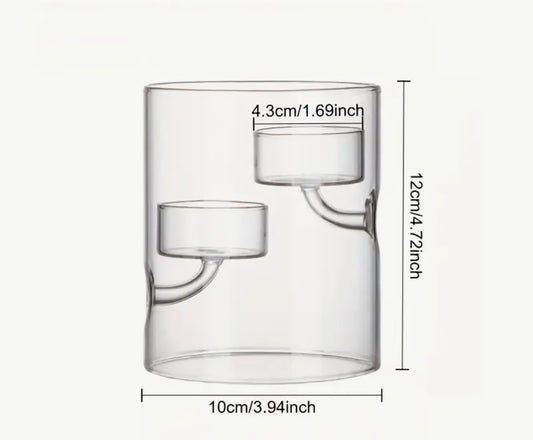 Glass hurricane jar tea light candle holder