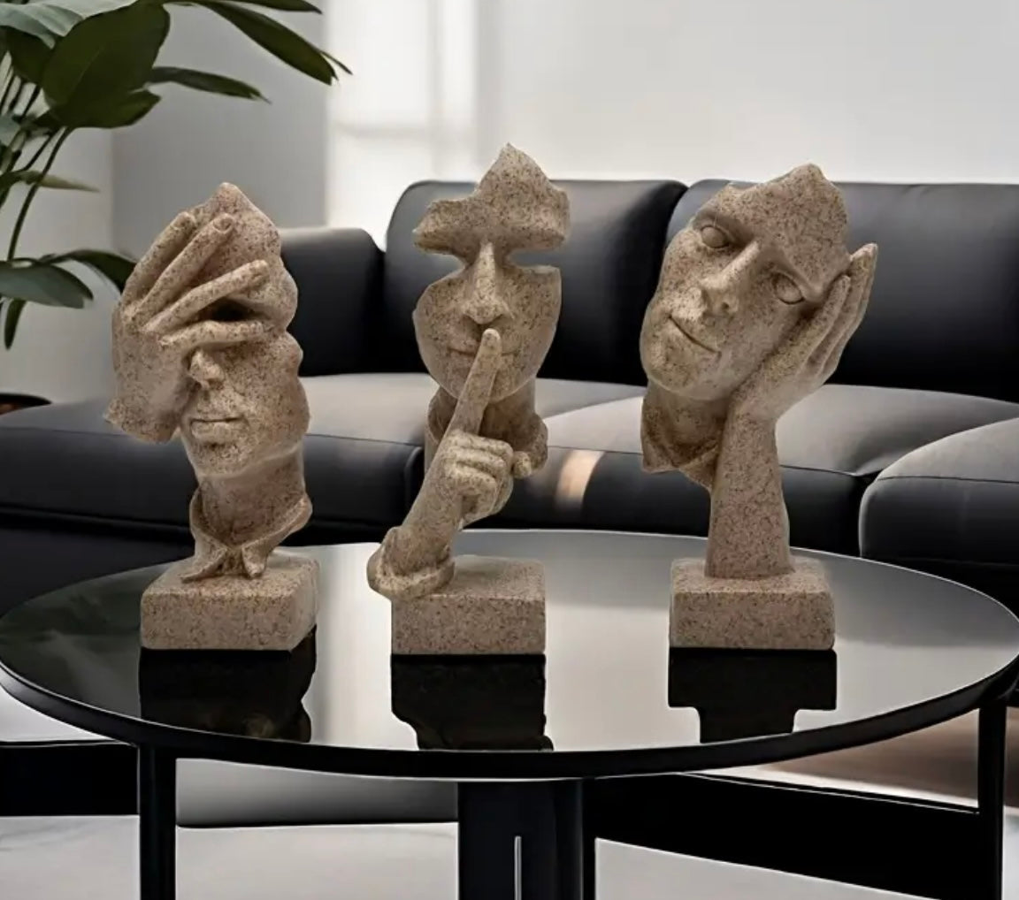 Set of 3 resin “thinker” statues