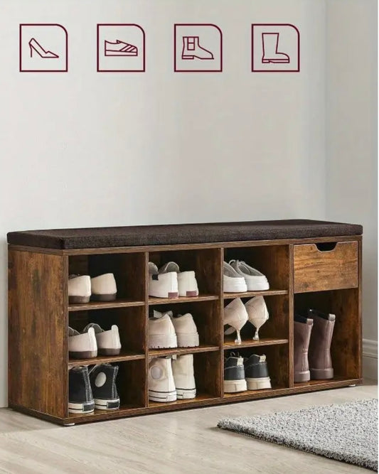 Hallway bench with shoe storage.