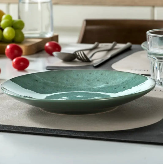 Green 16-Piece Stoneware Dinner Set – Stylish Modern Dinnerware for 4