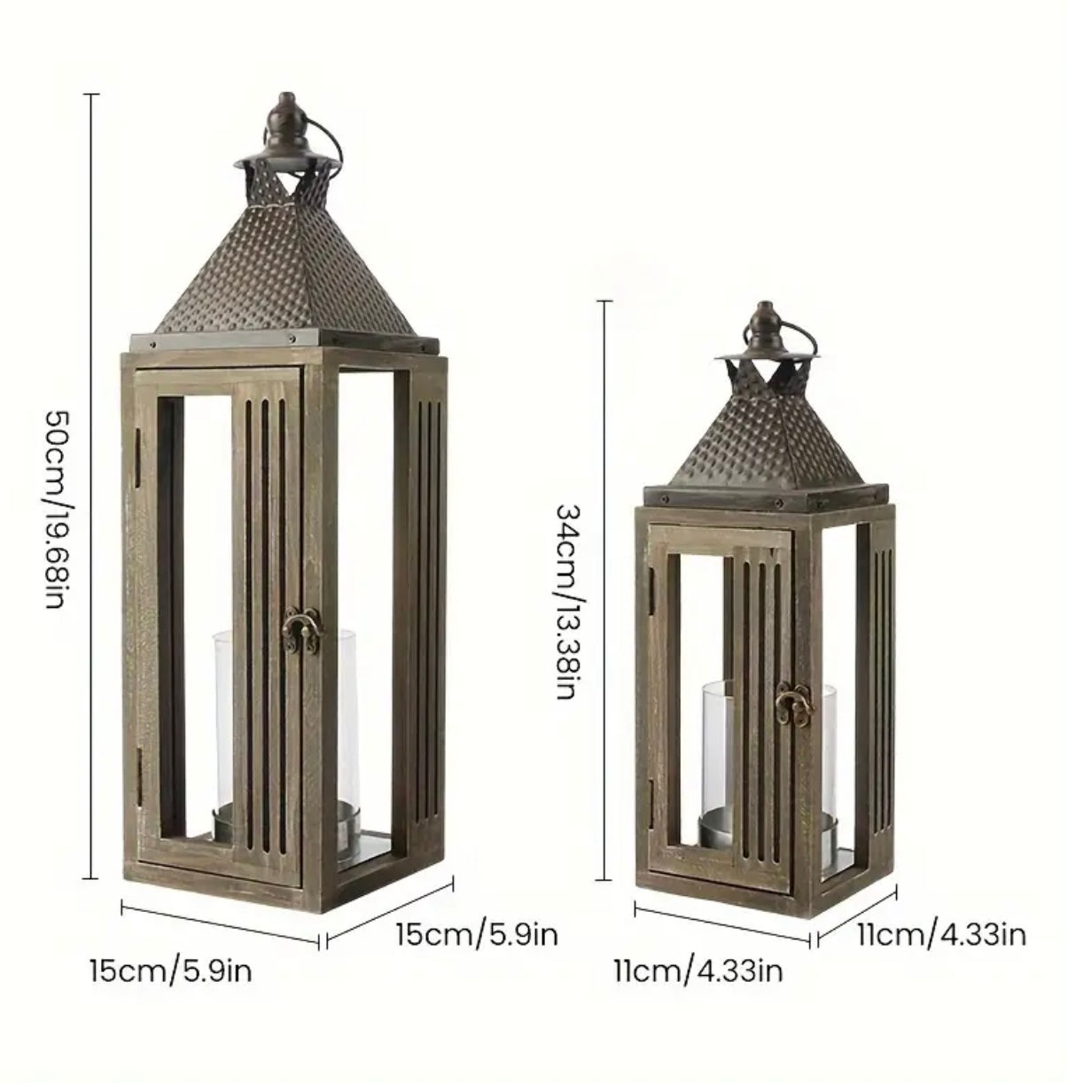 Indoor outdoor set of 2 lanterns