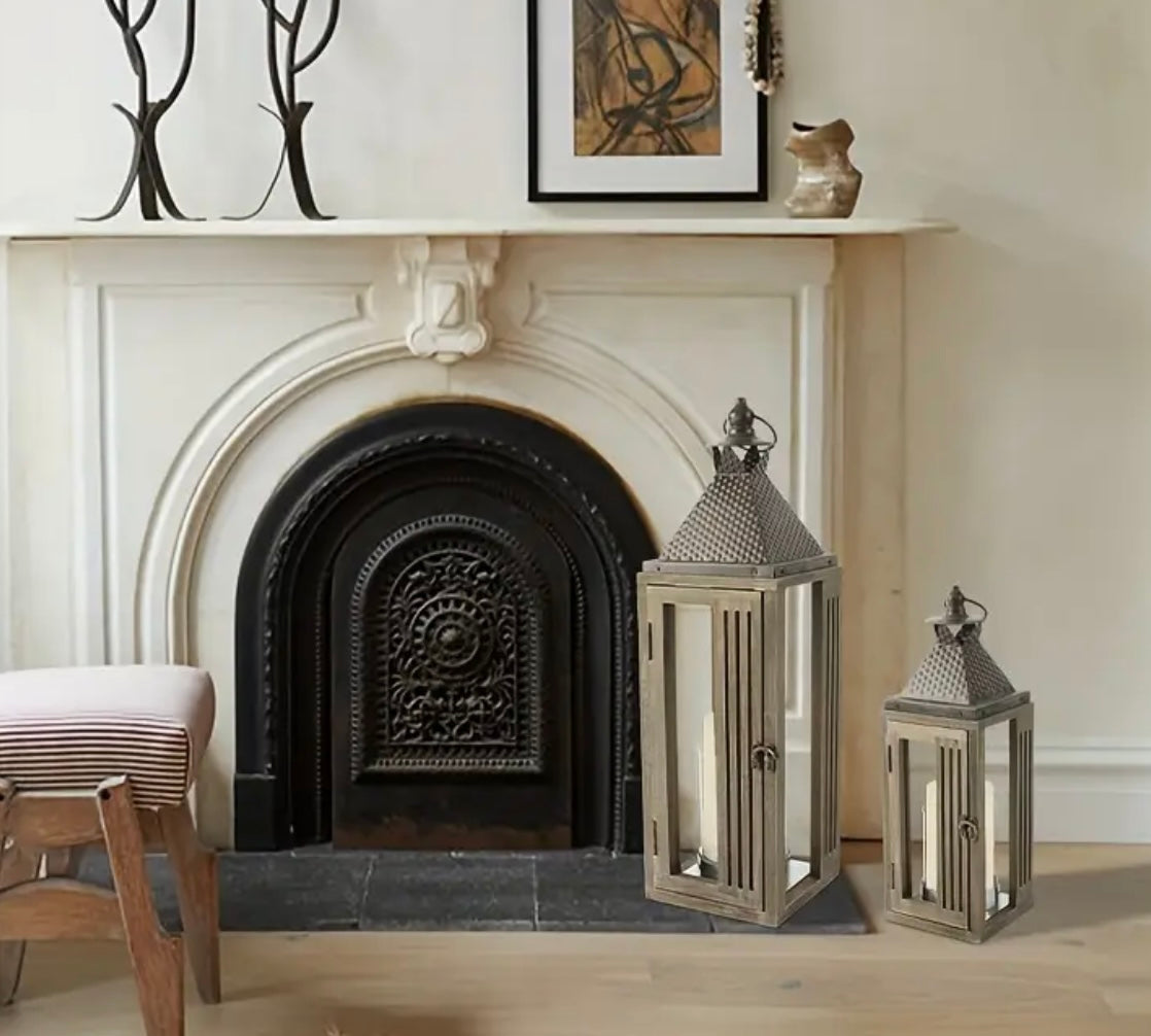 Indoor outdoor set of 2 lanterns