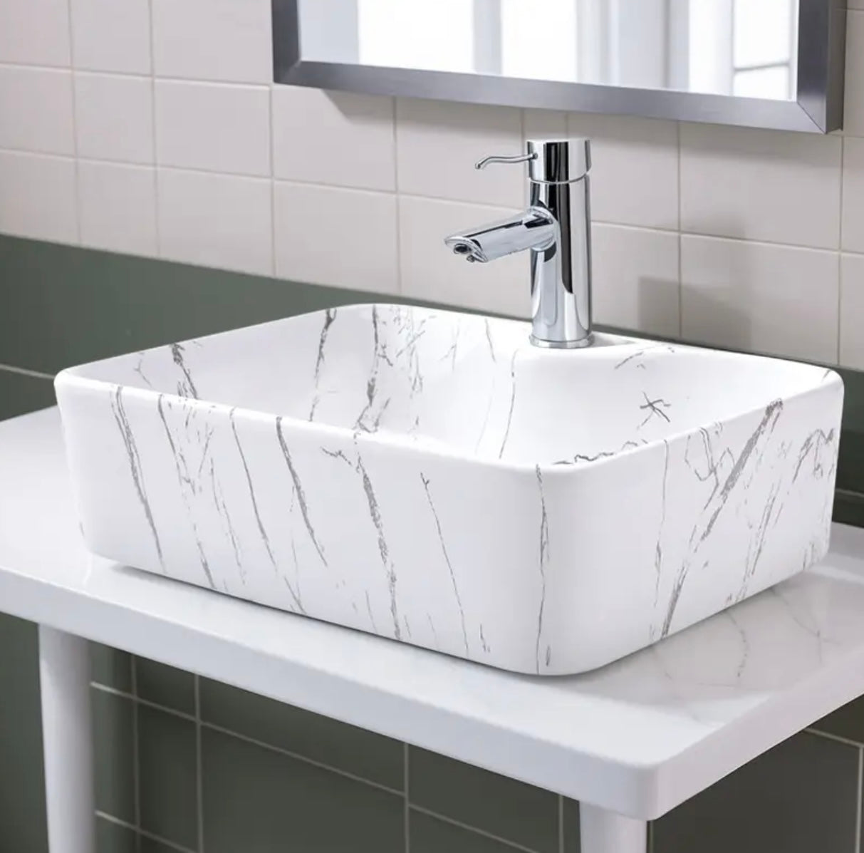 Washroom, cloakroom marble effect wash basin