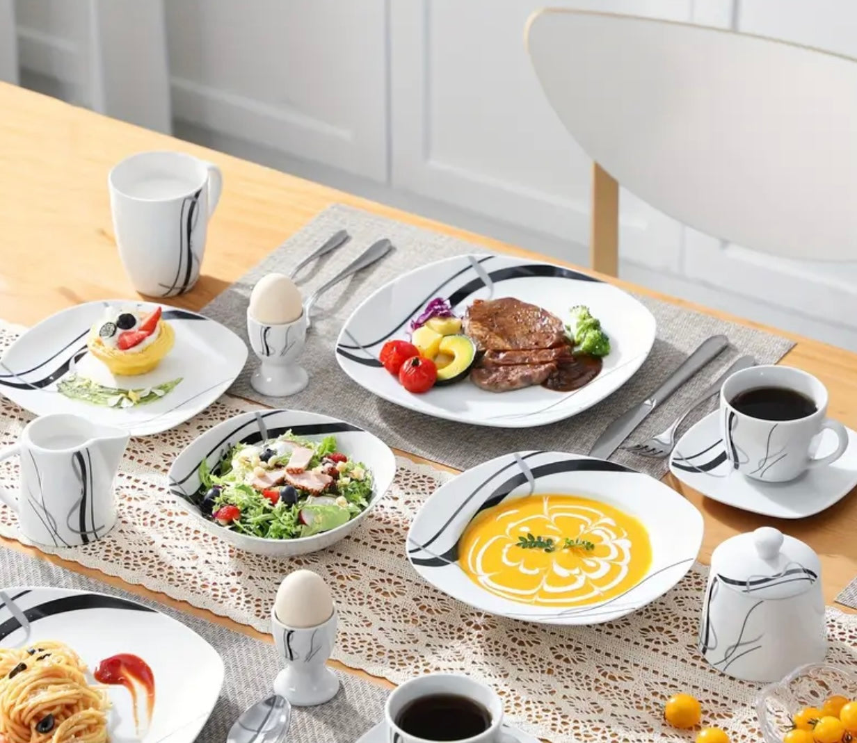 Premium 100-Piece Elegant Porcelain Dinnerware Set - Exceptional Quality & Value for Every Occasion