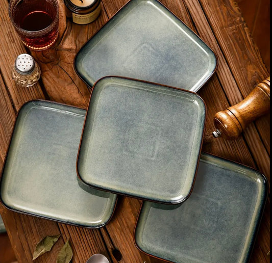 16-Piece Stoneware Dinnerware Set – Modern Square Plates & Bowls | Dishwasher & Microwave Safe Tableware