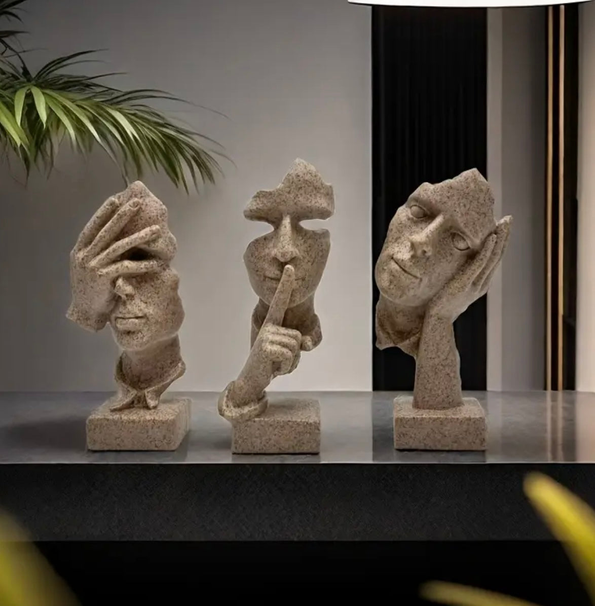 Set of 3 resin “thinker” statues