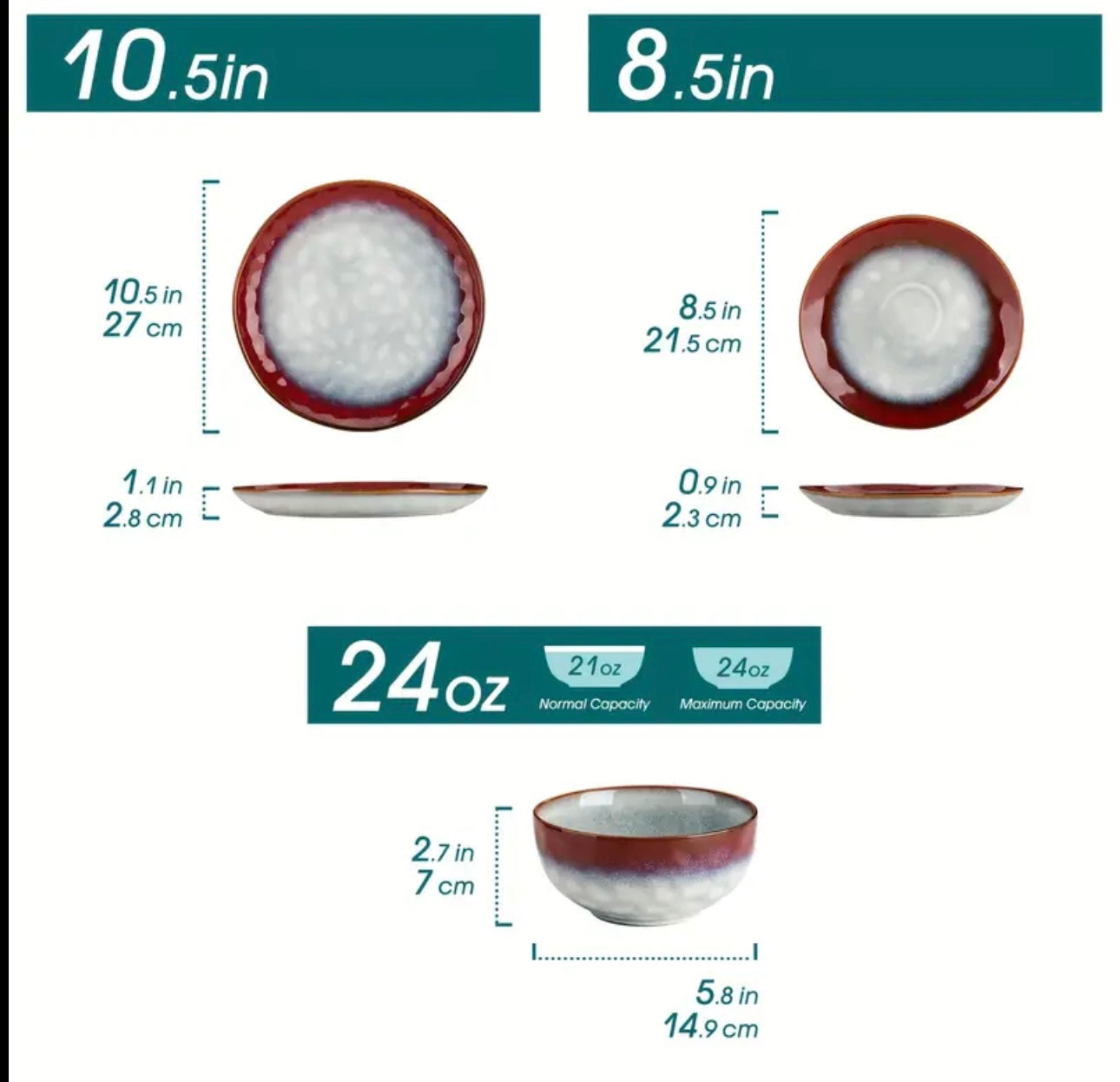 Rustic Red 12-Piece Stoneware Dinner Set – Elegant Everyday Dinnerware for 4