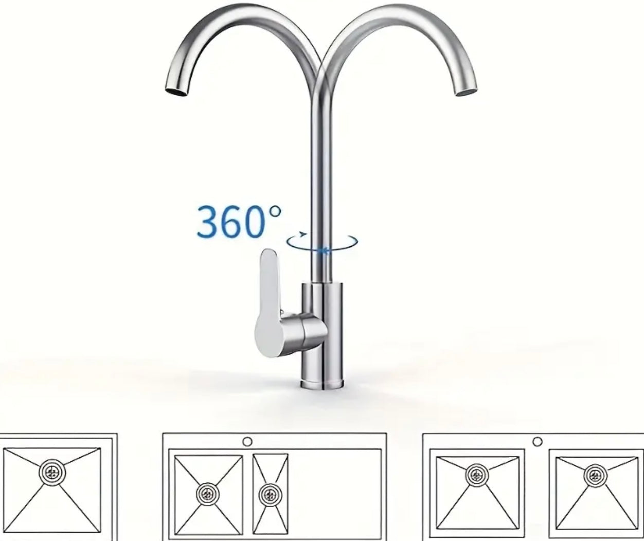 Polished chrome kitchen tap