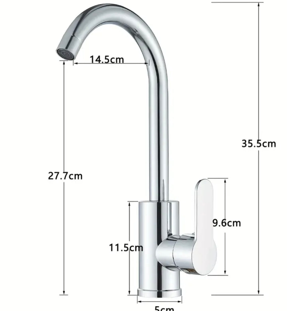 Polished chrome kitchen tap