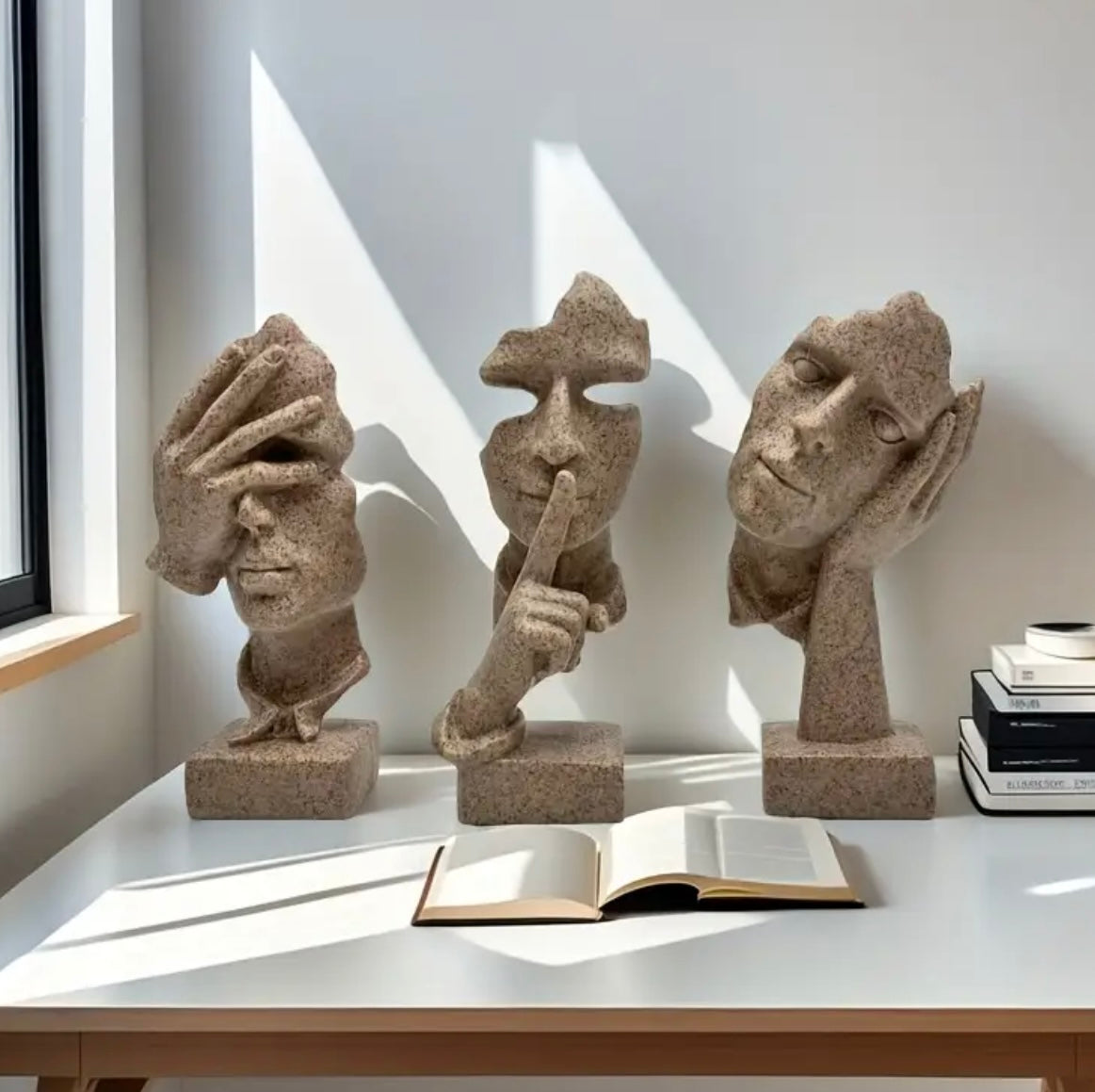 Set of 3 resin “thinker” statues