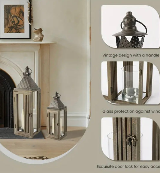 Indoor outdoor set of 2 lanterns