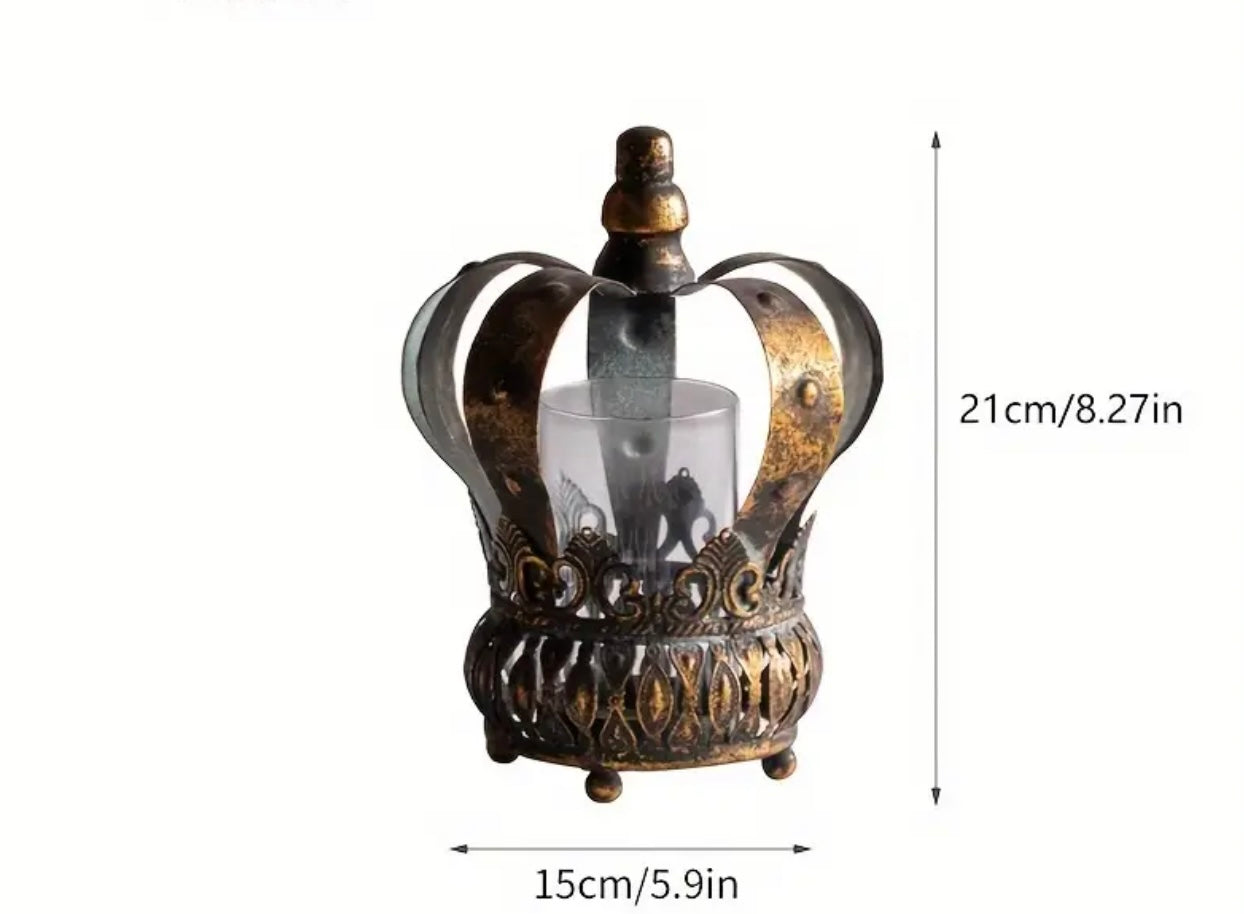 Vintage iron crown candle holder