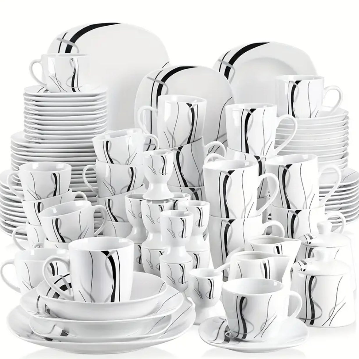 Premium 100-Piece Elegant Porcelain Dinnerware Set - Exceptional Quality & Value for Every Occasion