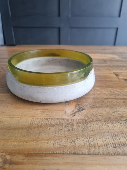 Rustic concrete and Amber Resin Bowl