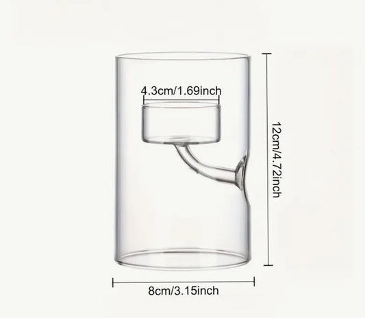 Glass hurricane jar tea light candle holder