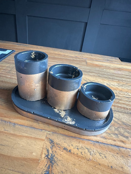Beautiful 4 piece concrete candle holder table centre piece