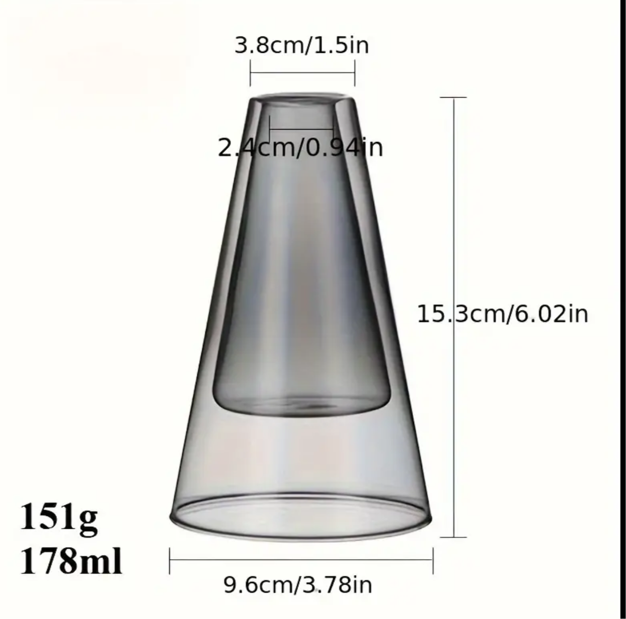 Minimalist Glass Reed Diffuser Bottle – 178ml Clear Cone-Shaped Fragrance Vessel for Home or Office Aromatherapy