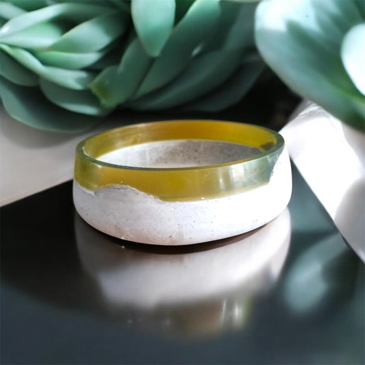 Rustic concrete and Amber Resin Bowl