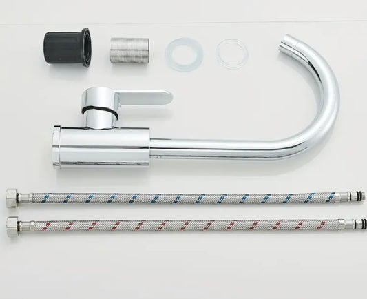 Polished chrome kitchen tap