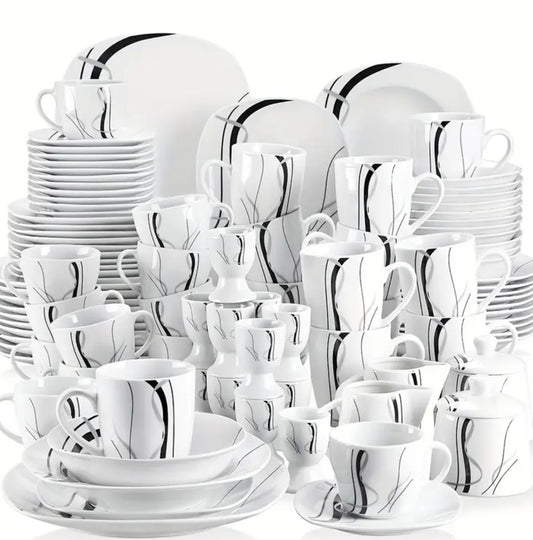 Premium 100-Piece Elegant Porcelain Dinnerware Set - Exceptional Quality & Value for Every Occasion