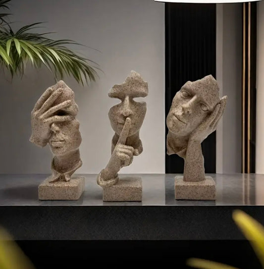 Set of 3 resin “thinker” statues