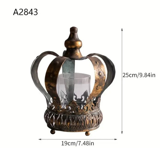 Vintage iron crown candle holder