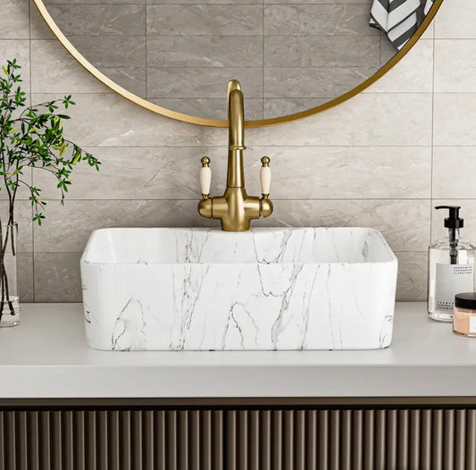 Washroom, cloakroom marble effect wash basin