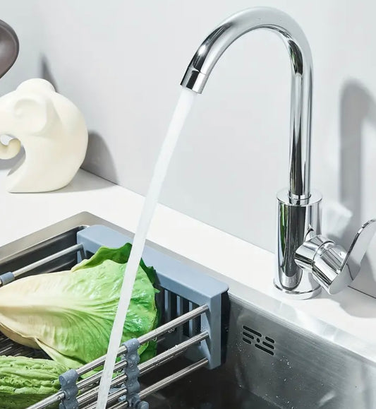 Polished chrome kitchen tap