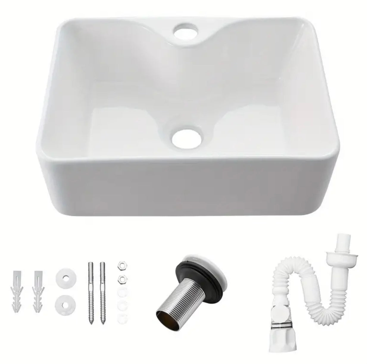 Modern countertop mounted sink for cloakroom or washroom