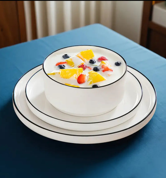 18 - Piece Stoneware Dinnerware Set – Modern Round Plates & Bowls | Dishwasher & Microwave Safe Tableware