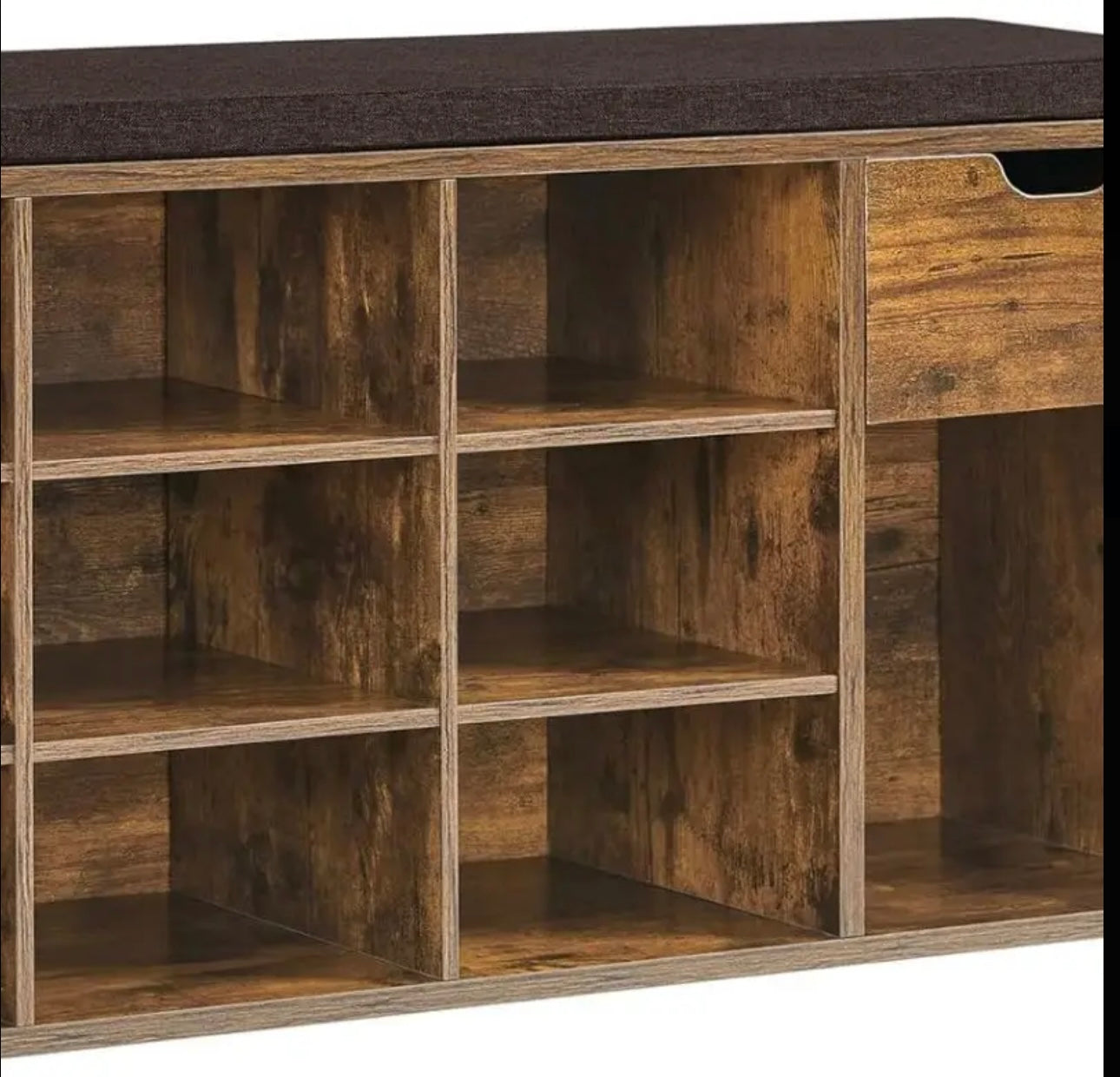 Hallway bench with shoe storage.