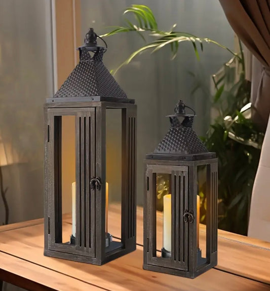 Indoor outdoor set of 2 lanterns